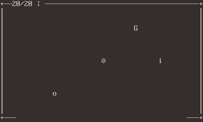 a GIF of a menu containing submenus for items, weapons, programs, hacks, personal statistics, and settings, as well as a battle where the at sign goes against a letter O called 'idiot' with 3hp