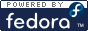 the Fedora Linux distribution logo, with the text powered by fedora