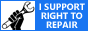 a hand holding a wrench, with the text i support right to repair